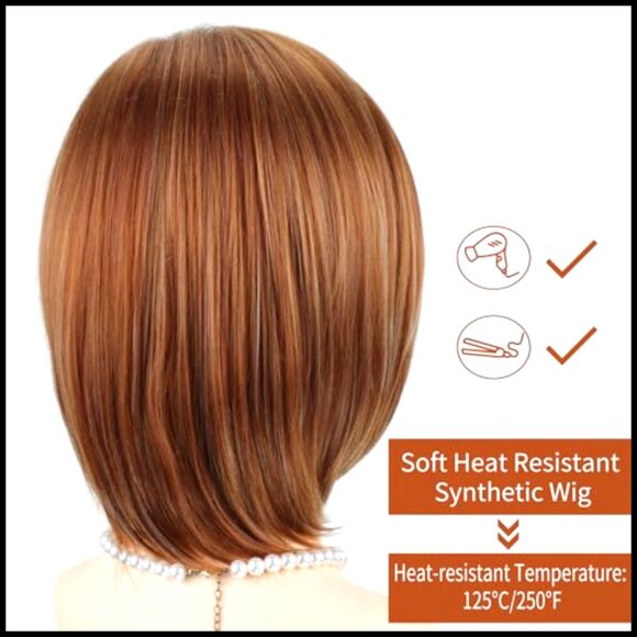 Layered Bob Wig with Bangs Straight Synthetic Daily Party Hairstyle Natural